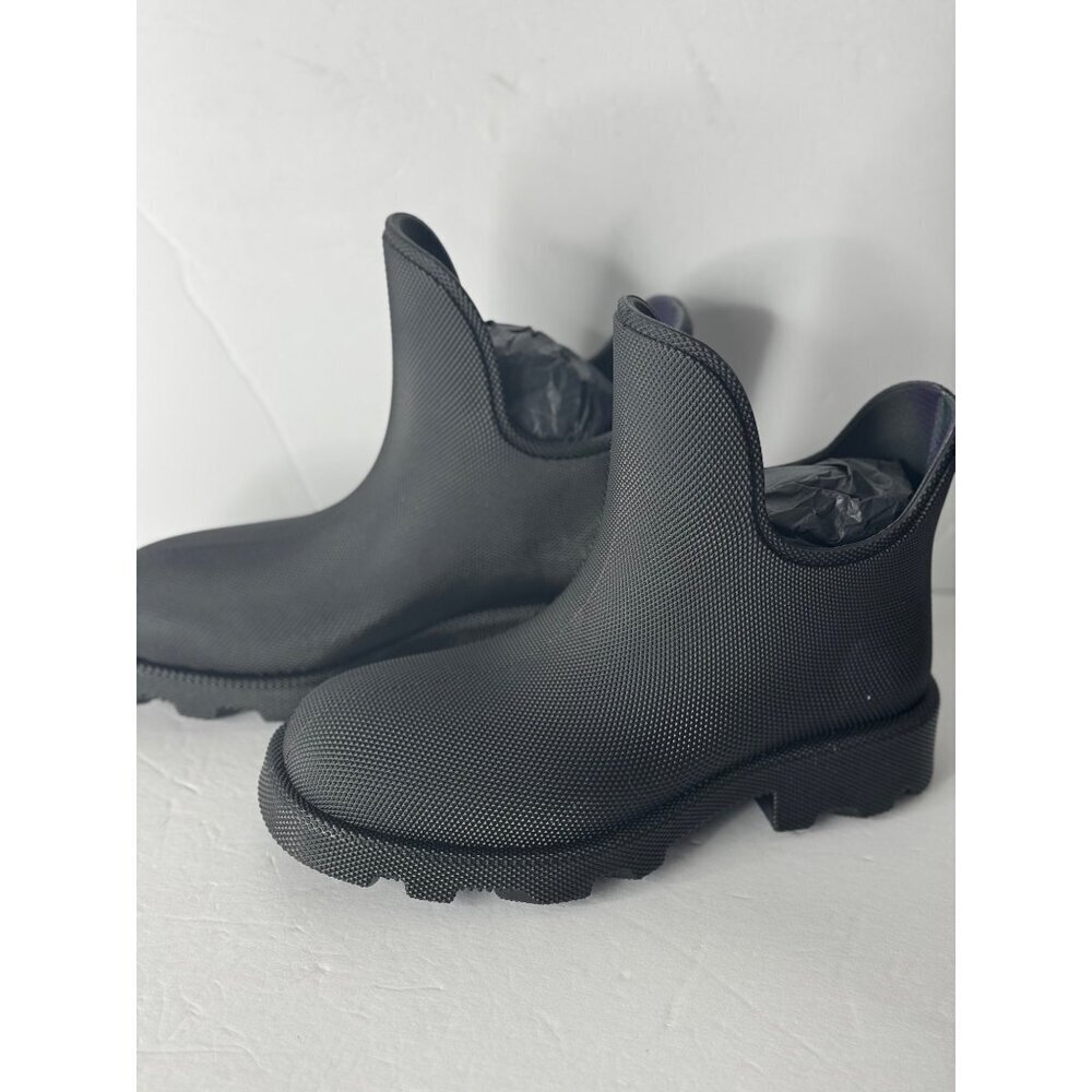 BURBERRY Marsh Low Black Rubber Boots Rain Snow Textured EU 40 US 10 UK 7 $820 - Picture 7 of 10